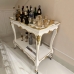 Mesa de Bebidas em Madeira Maciça Laca Branca Folheada Ouro