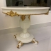 Mesa Clássica Redonda com Base Torneada Laca Branca com Detalhes Folheados a Ouro