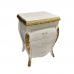 Mesa Cabeceira Exclusiva Laca Branco com Apliques Folheado a Ouro