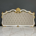 Cabeceira Painel Casal Imperial Clássica Entalhada Laca Branca Apliques Folheados a Ouro