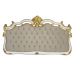Cabeceira Painel Queen Imperial Clássica Entalhada Laca Branca Apliques Folheados a Ouro