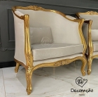 Poltrona Clássica Mod. Simone Folheada a Ouro em Madeira Maciça Entalhada - Exclusiva Decoração Móveis